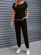 Short Sleeve Loose Two Piece Pants Set GDYF-3509