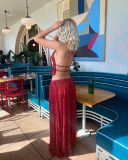 Sleeveless Press Pleated Top Long Skirt 2 Piece Set SH-391524