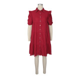 Short Sleeve Solid Color Mini Dress BMF-837