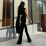 Mesh Sleeveless Ribbon Slim Jumpsuit GYME-K25Q90612