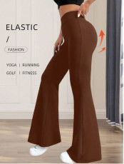 Solid Color High Waist Flare Pants GDYF-3517