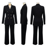 Solid Color Long Sleeve Blazer Two Piece Pants Set YF-10980