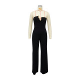 Solid Color Off Shoulder Slim Jumpsuit YF-10974