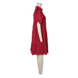 Short Sleeve Solid Color Mini Dress BMF-837