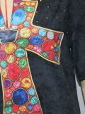 Vintage Cross-Print Rhinestone Top SH-391514