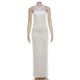 Irregular Backless Solid Color Maxi Dress GYME-K6D01115A