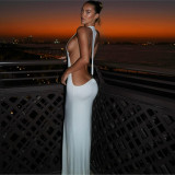 Irregular Backless Solid Color Maxi Dress GYME-K6D01115A