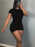 Solid Color Short Sleeve Mini Dress GDYF-3151