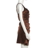 Square Neck Ruched Backless Mini Dress GYME-K6D00550A
