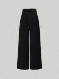 High-waisted Metal Ring belt Wide Leg Pants SH-391471