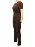 Solid Color Short Sleeve Two Piece Pants Set SH-391481