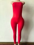 Pre Order: About 7 work days shipping Solid Color Tube Top Jumpsuit YUEM-20012