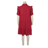 Short Sleeve Solid Color Mini Dress BMF-837