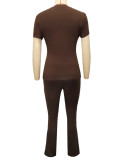 Solid Color Short Sleeve Two Piece Pants Set SH-391481
