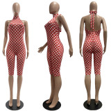 Polka Dots Print Backless Jumpsuit CM-60313