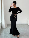 Solid Color Slim Long Fishtail Skirt GZJF-ZJ6650