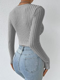 Deep V Neck Long Sleeve Tops GZJF-ZJ2663
