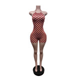 Polka Dots Print Backless Bandage Dress MEM-88689