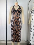Leopard Print Sleeveless Split Midi Dress GPBY-DR8276