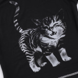 Cat Print Short-Sleeve T-Shirt GPKJ-MR37431