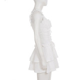 Solid Color Drawstring Cake Mini Dress GPKJ-MR46284