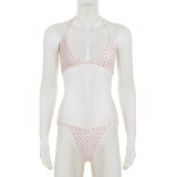 Polka Dots Print Tie Up Bikinis 3 Piece Swimsuit GPKJ-MR47020