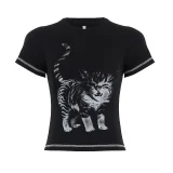 Cat Print Short-Sleeve T-Shirt GPKJ-MR37431