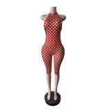 Polka Dots Print Sleeveless Jumpsuit MEM-88687