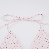 Polka Dots Print Tie Up Bikinis 3 Piece Swimsuit GPKJ-MR47020