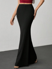 Solid Color High Waist Long Fishtail Skirt GZJF-ZJ6649