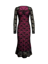 Lace Patchwork Long Sleeve Maxi Dress GZJF-ZJ10210