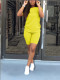 Soiid Color Short Sleeve Two Piece Shorts Set YD-063
