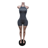 Polka Dots Print Backless Bandage Dress MEM-88689