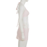 Polka Dots Print Tie Up Bikinis 3 Piece Swimsuit GPKJ-MR47020