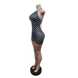 Polka Dots Print Backless Bandage Dress MEM-88689