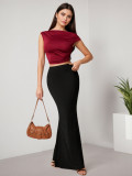 Solid Color High Waist Long Fishtail Skirt GZJF-ZJ6649
