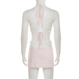 Polka Dots Print Tie Up Bikinis 3 Piece Swimsuit GPKJ-MR47020