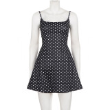 Polka Dots Print Backless Tie Up Mini Dress GPKJ-MR48183