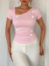 Bow V-Neck T-Shirt GZJF-ZJ2670