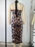 Leopard Print Sleeveless Split Midi Dress GPBY-DR8276