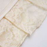 Lace Patchwork Slash Shoulder Irregular Mini Dress GPKJ-MR47894