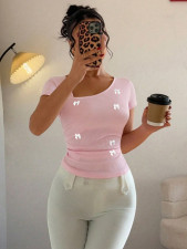 Bow V-Neck T-Shirt GZJF-ZJ2670