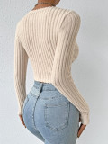 Deep V Neck Long Sleeve Tops GZJF-ZJ2663