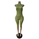 Polka Dots Print Sleeveless Jumpsuit MEM-88687