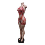 Polka Dots Print Backless Bandage Dress MEM-88689