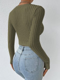 Deep V Neck Long Sleeve Tops GZJF-ZJ2663