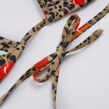 Leopard Print Tie Up Bikinis Two Piece Swimsuit GPKJ-MR41091