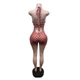 Polka Dots Print Backless Bandage Dress MEM-88689