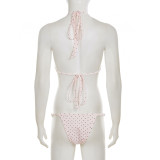 Polka Dots Print Tie Up Bikinis 3 Piece Swimsuit GPKJ-MR47020
