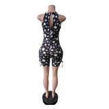 Print Sleeveless Drawstring Romper MEM-88686